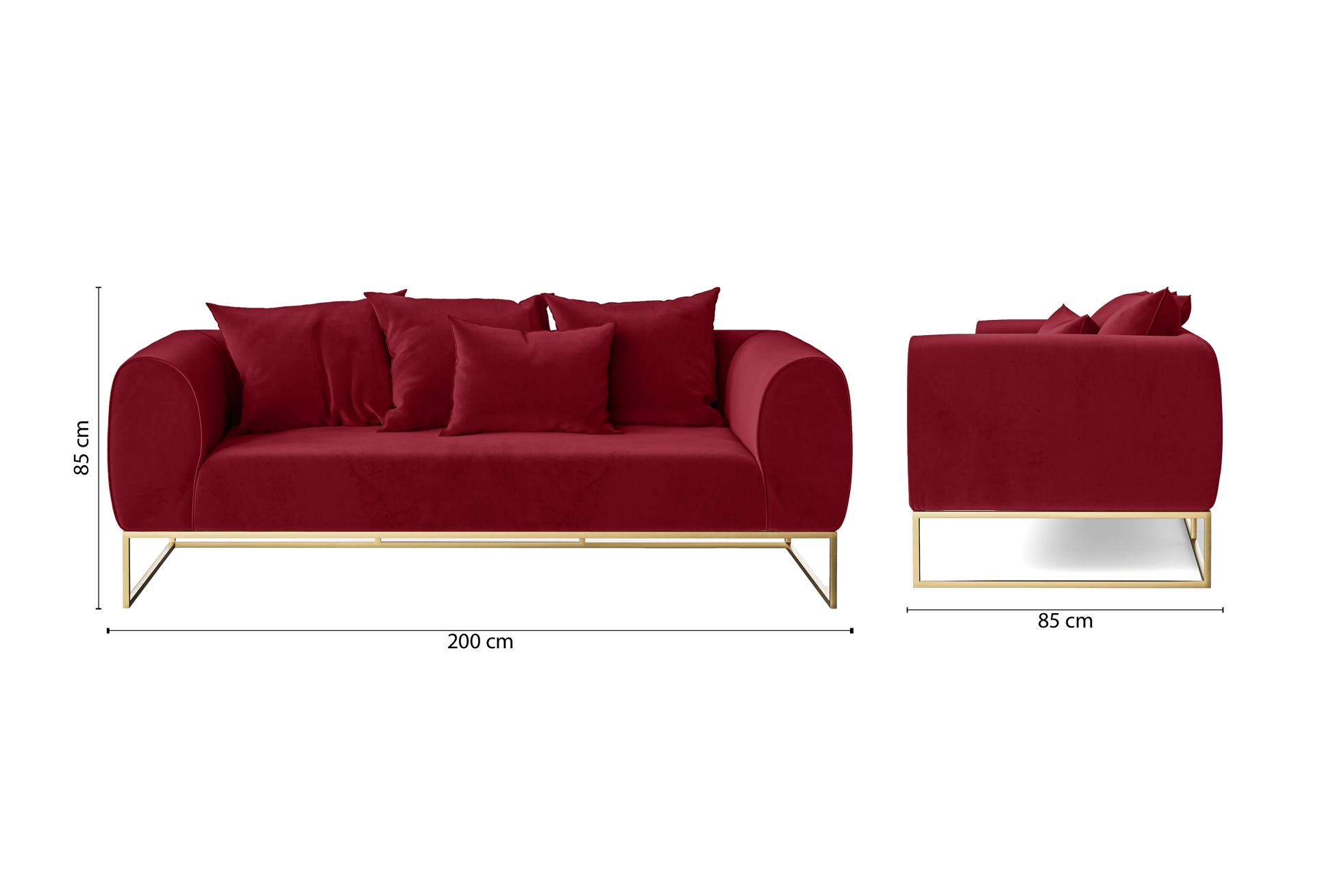 Mazara 3 Seater Sofa Red Velvet