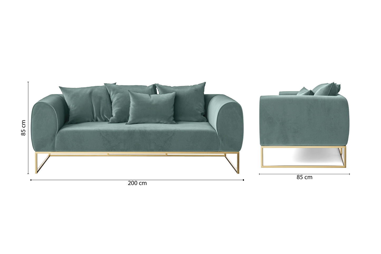 Mazara 3 Seater Sofa Teal Velvet