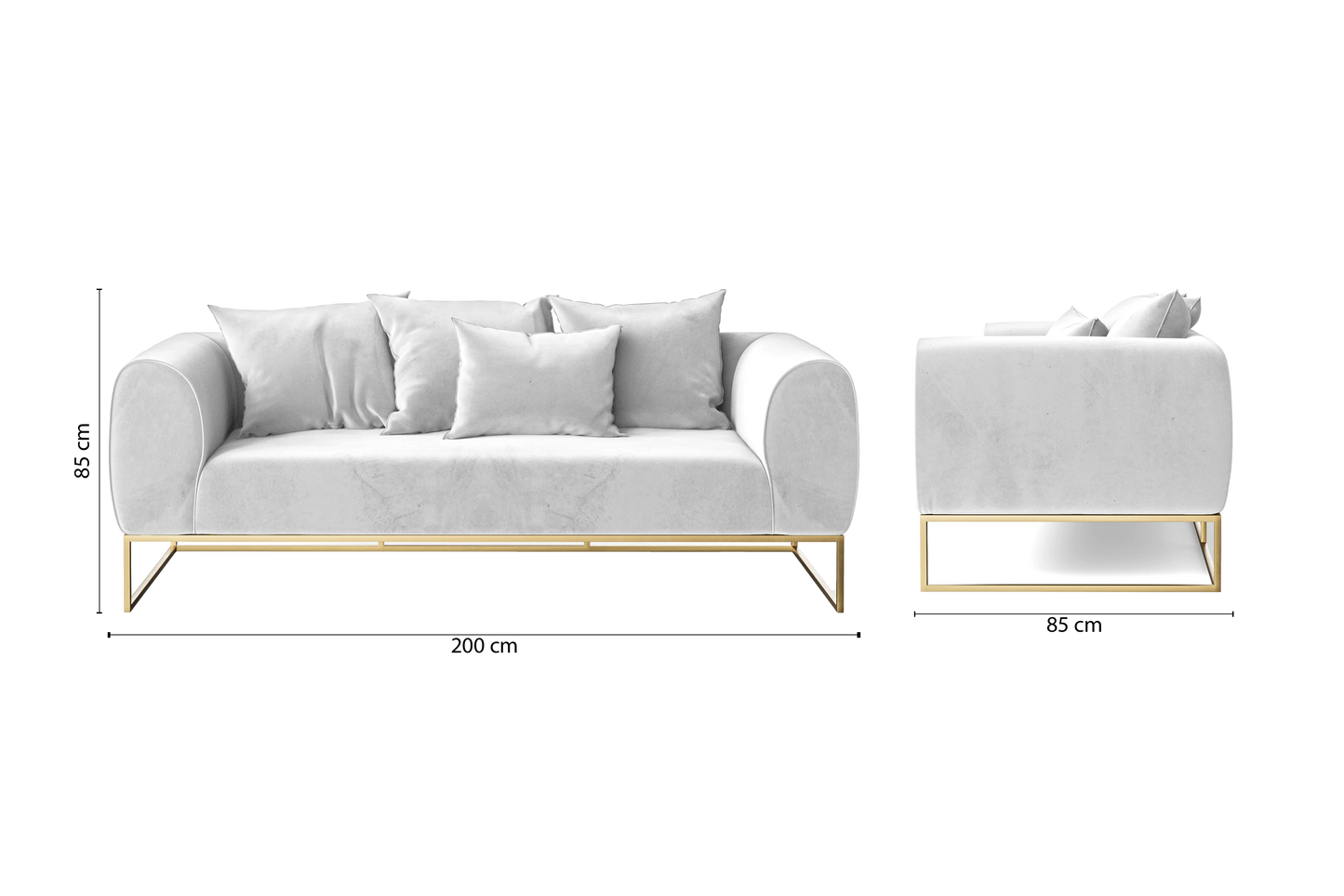 Mazara 3 Seater Sofa White Velvet