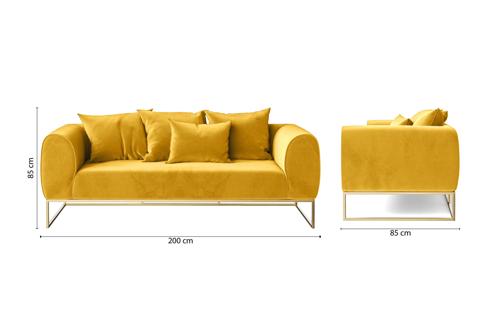 Mazara 3 Seater Sofa Yellow Velvet