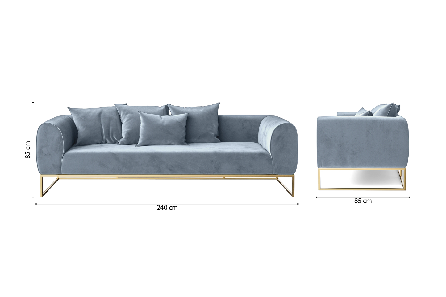 Mazara 4 Seater Sofa Baby Blue Velvet