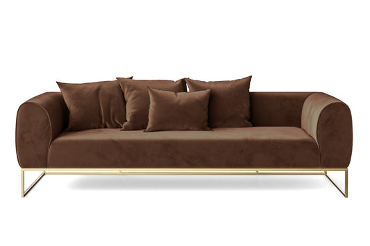 Mazara 4 Seater Sofa Coffee Brown Velvet