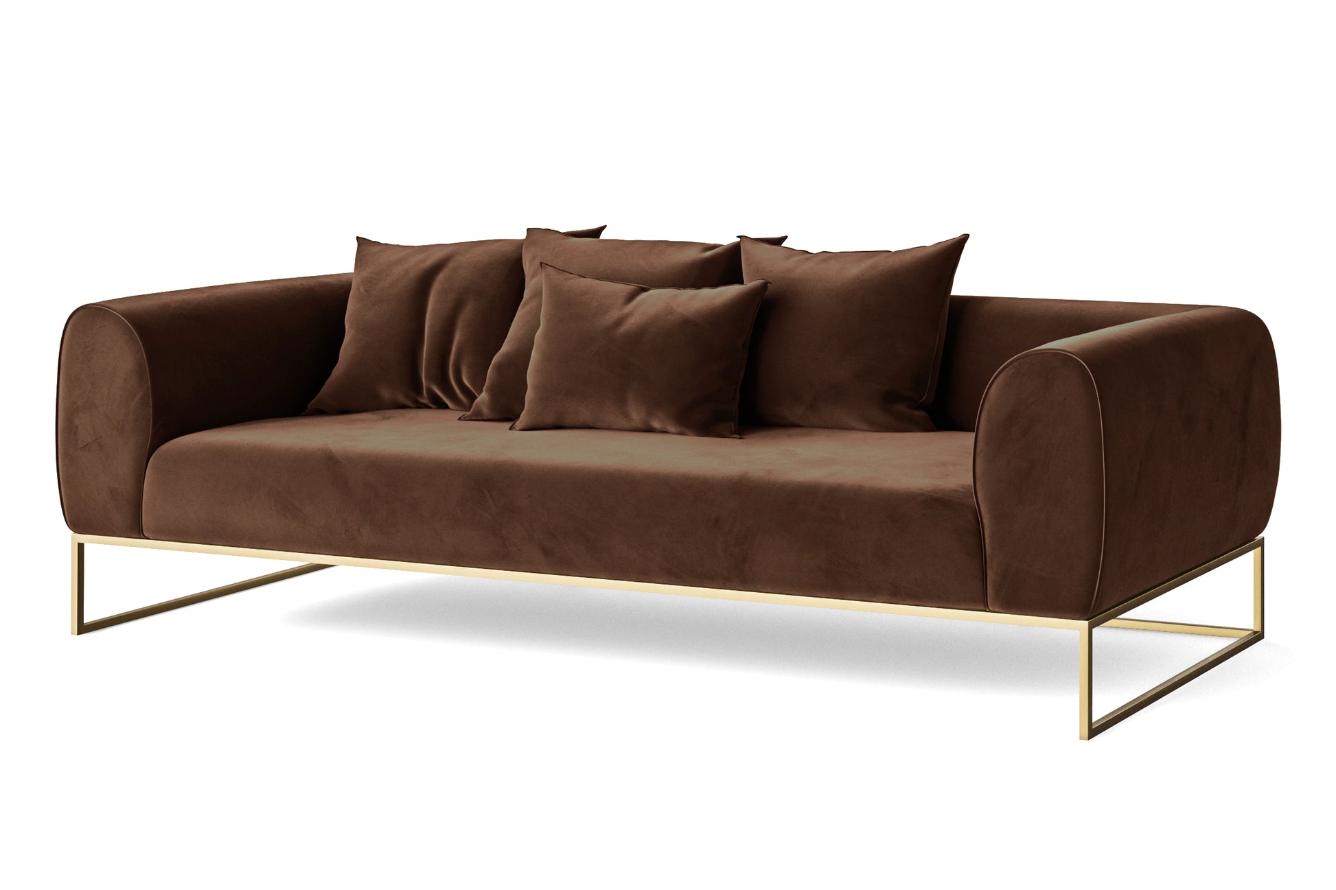 Mazara 4 Seater Sofa Coffee Brown Velvet