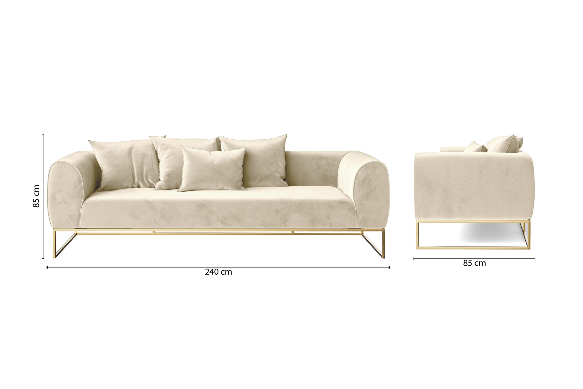 Mazara 4 Seater Sofa Cream Velvet