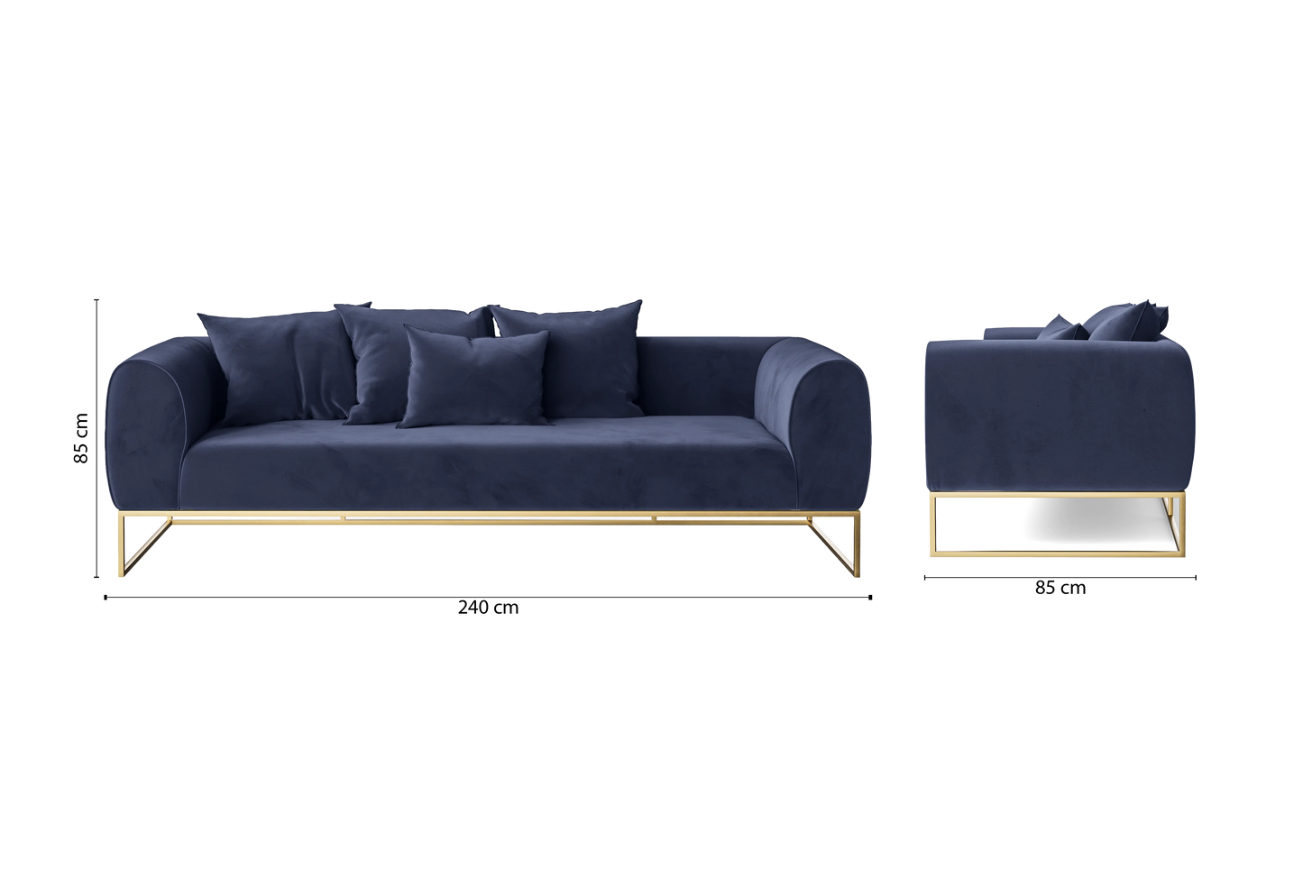 Mazara 4 Seater Sofa Dark Blue Velvet