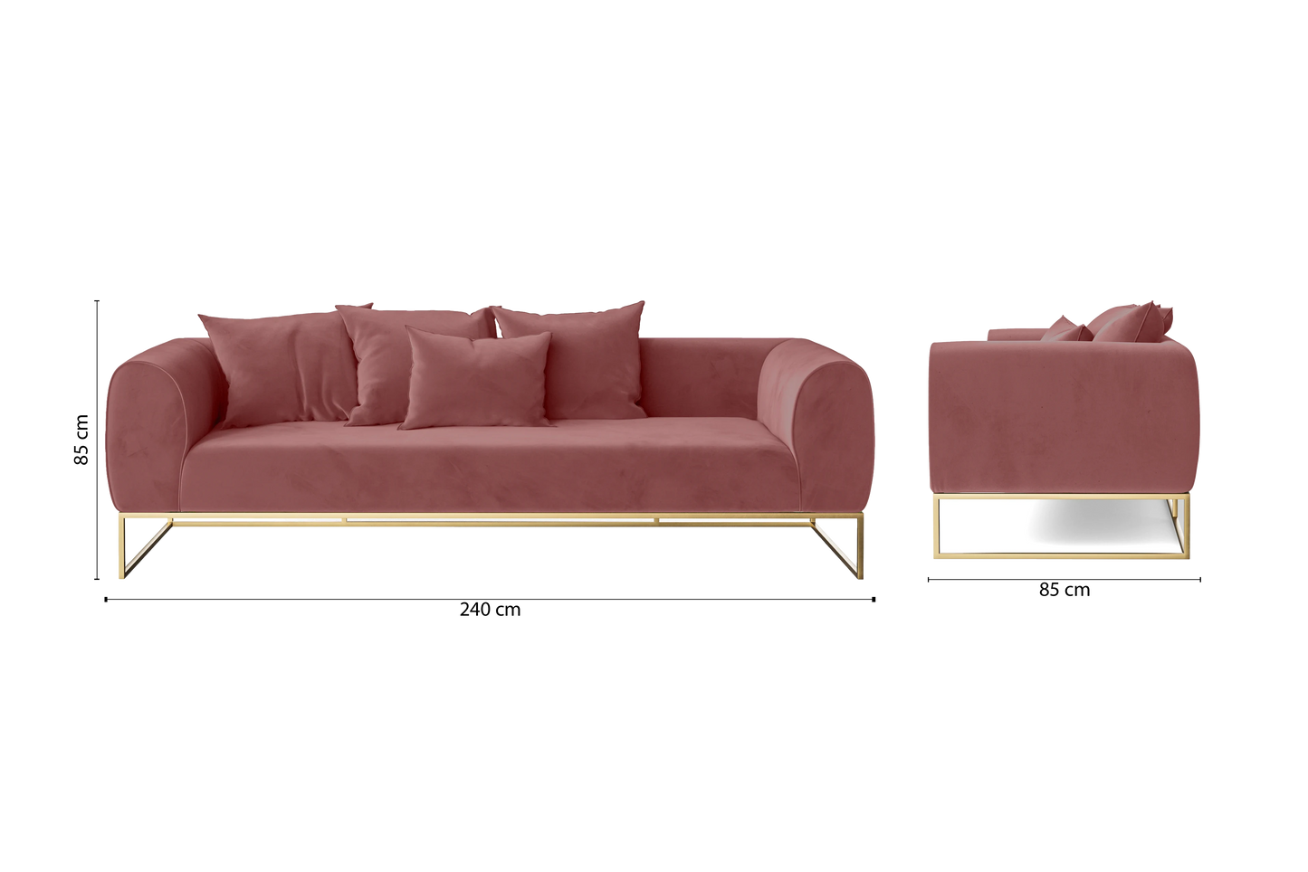 Mazara 4 Seater Sofa Pink Velvet