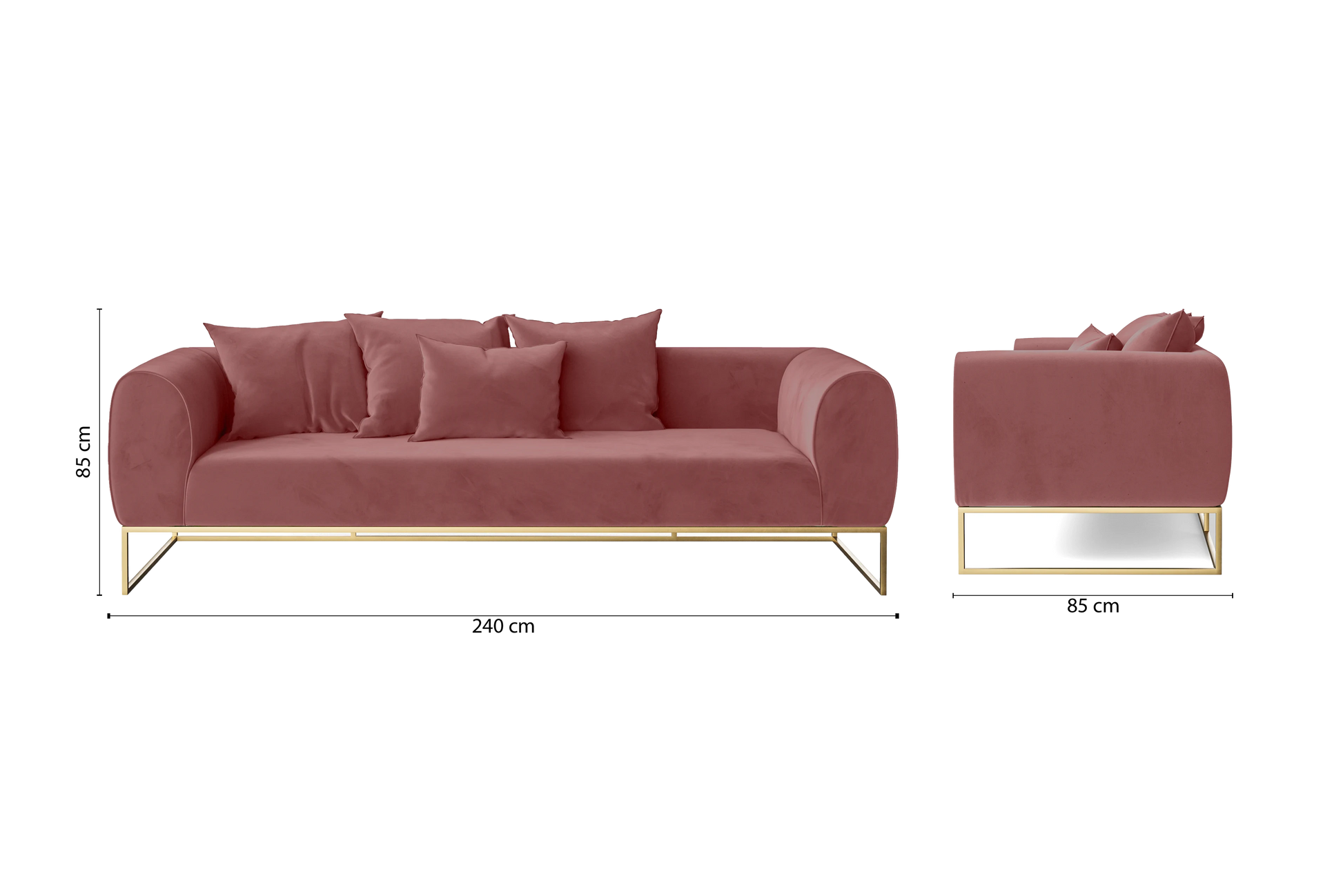 Mazara 4 Seater Sofa Pink Velvet