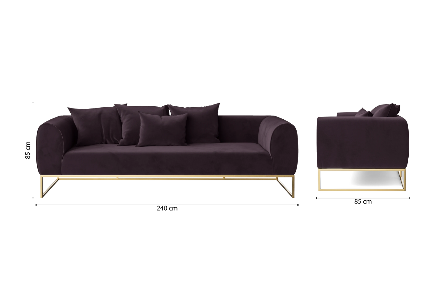 Mazara 4 Seater Sofa Purple Velvet