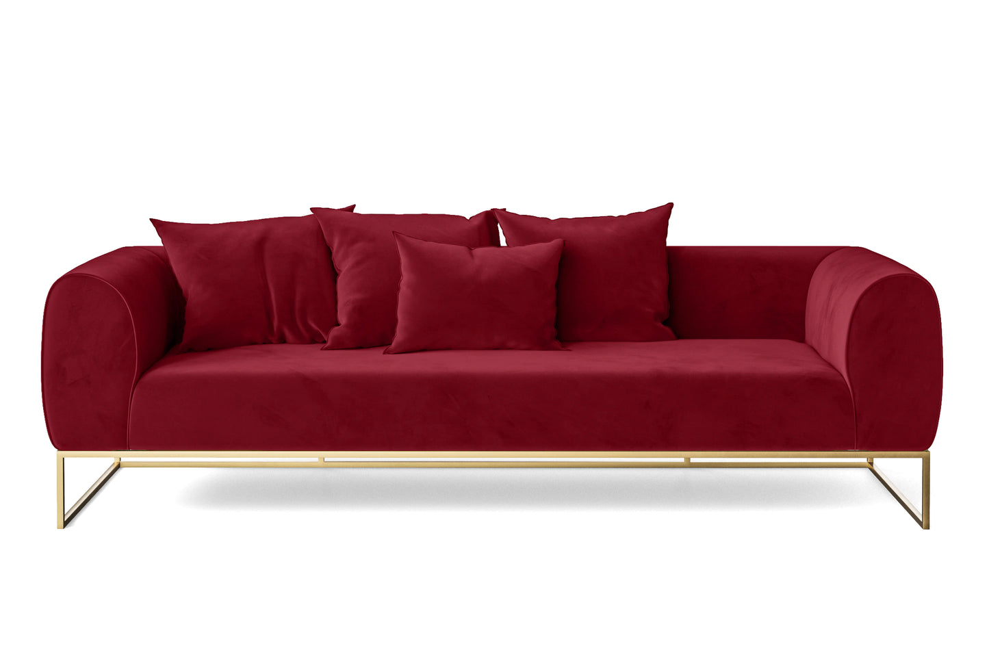 Mazara 4 Seater Sofa Red Velvet