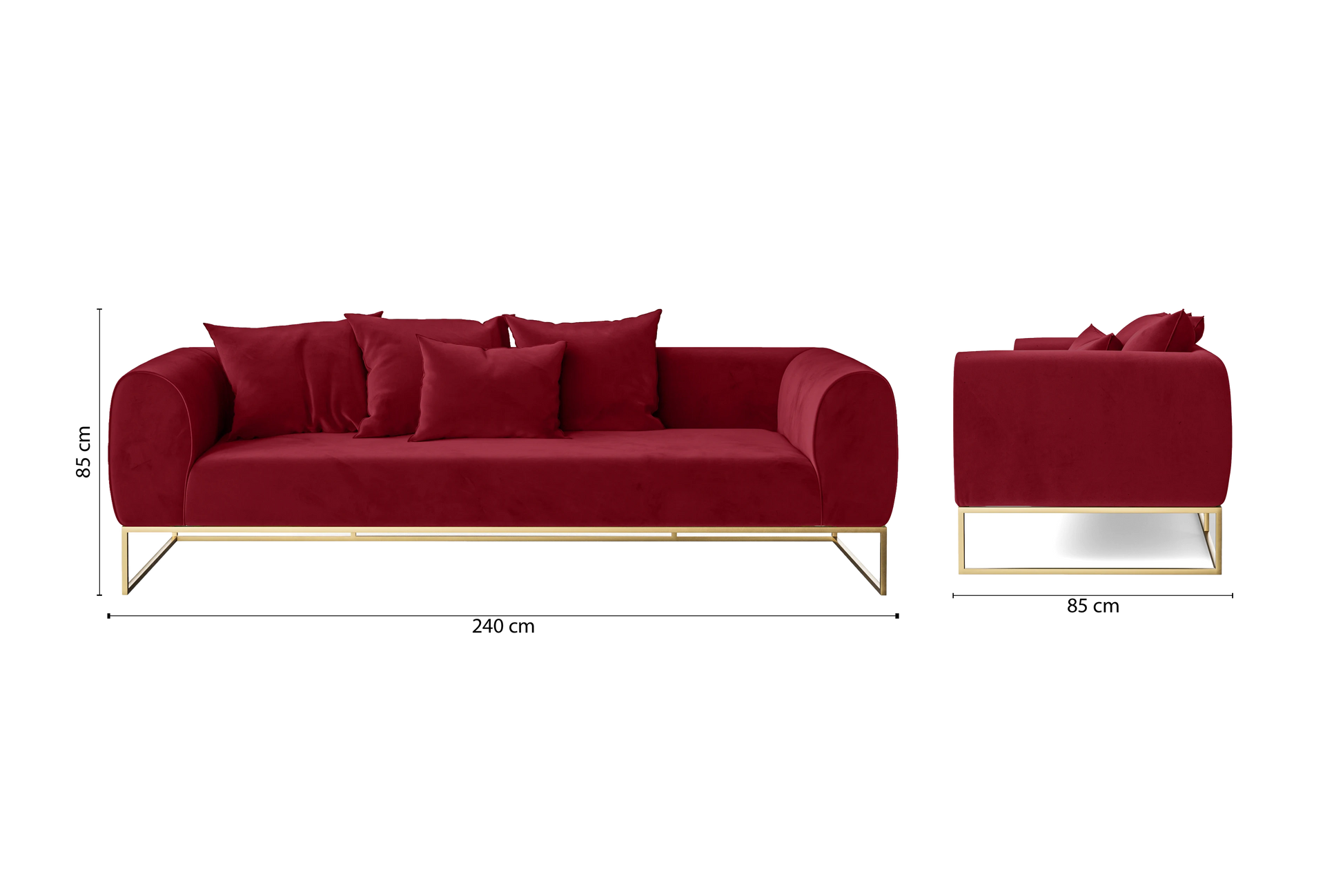 Mazara 4 Seater Sofa Red Velvet