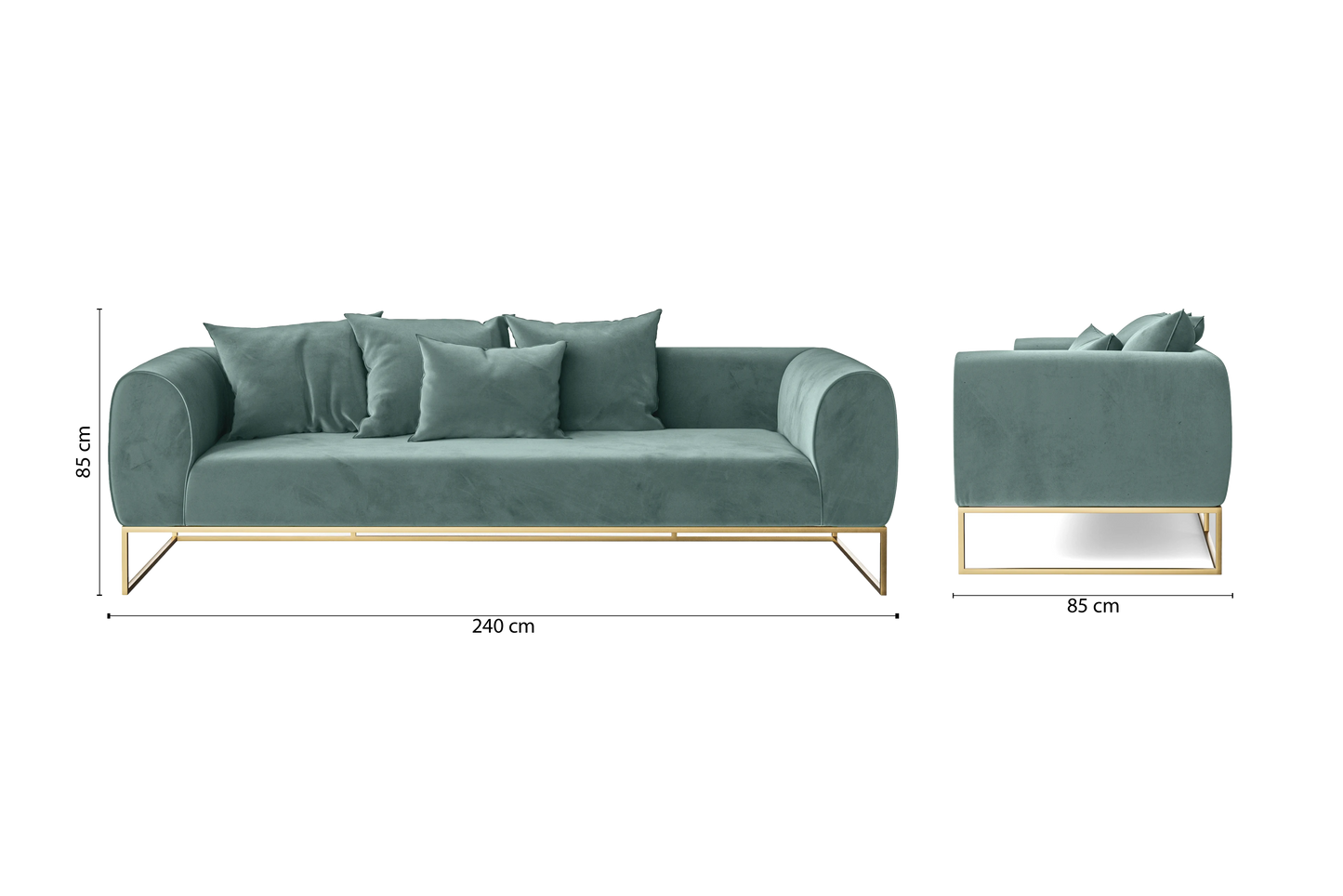 Mazara 4 Seater Sofa Teal Velvet