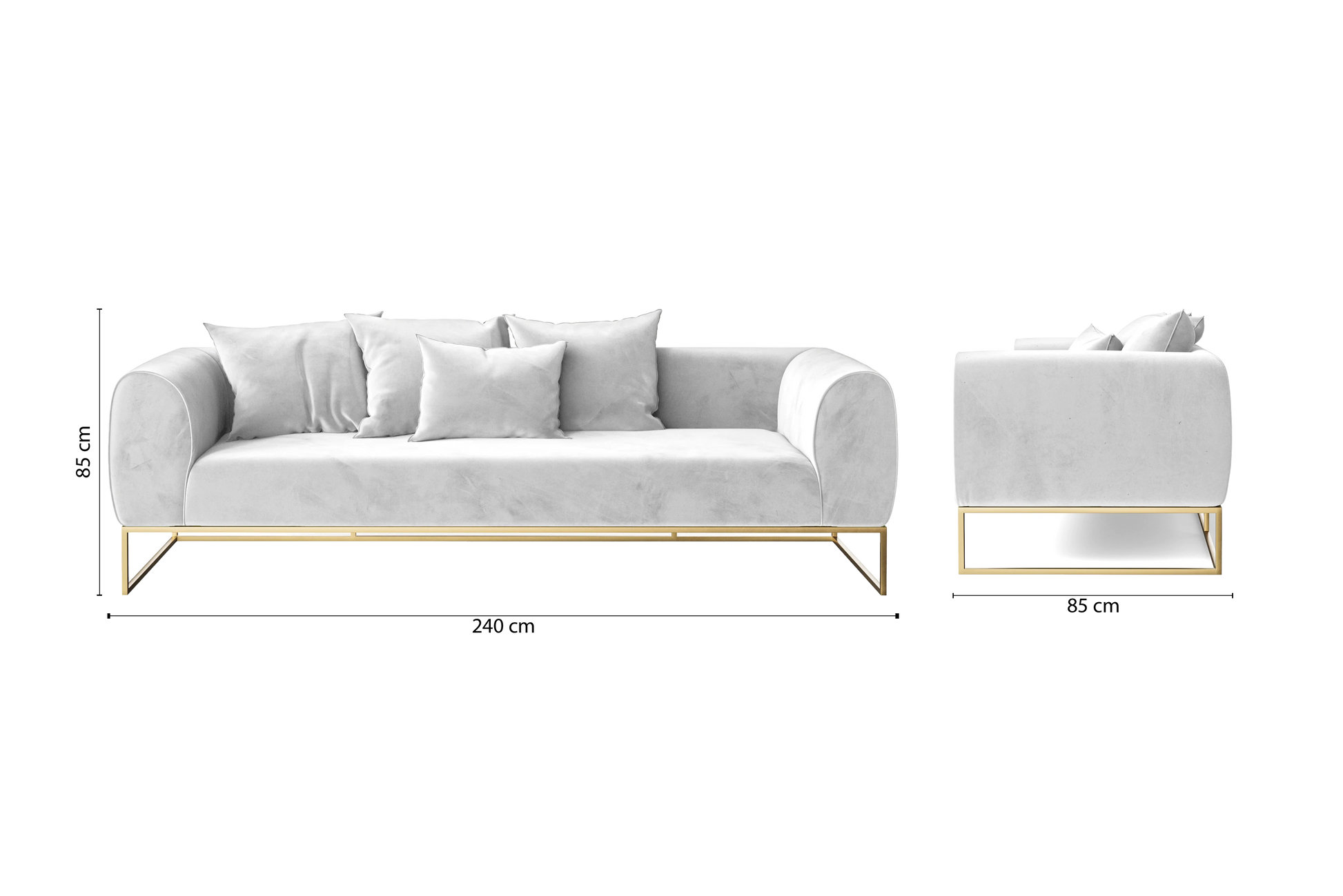 Mazara 4 Seater Sofa White Velvet