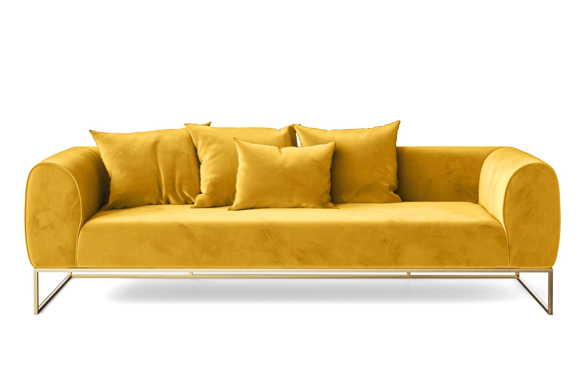 Mazara 4 Seater Sofa Yellow Velvet