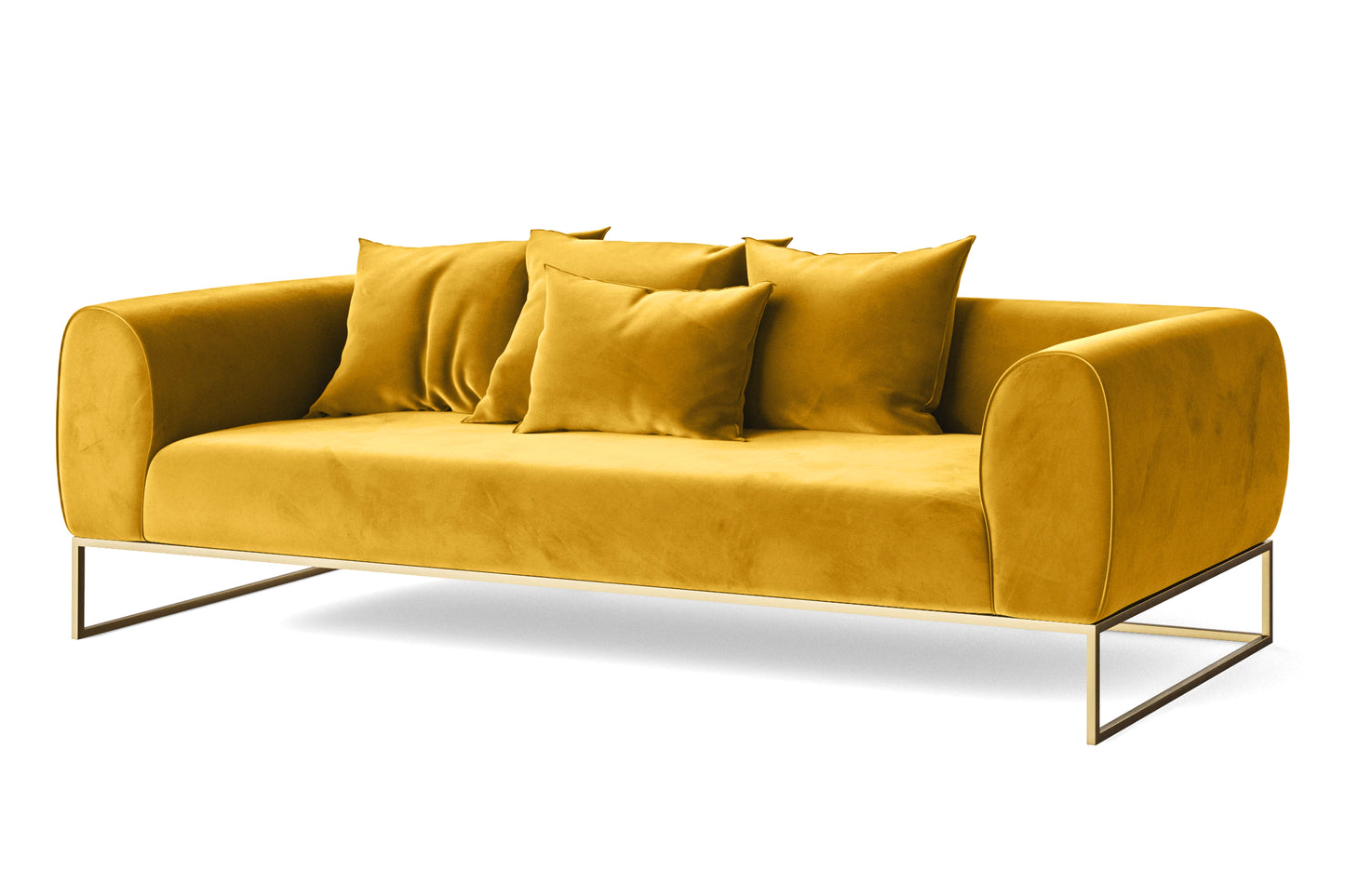 Mazara 4 Seater Sofa Yellow Velvet