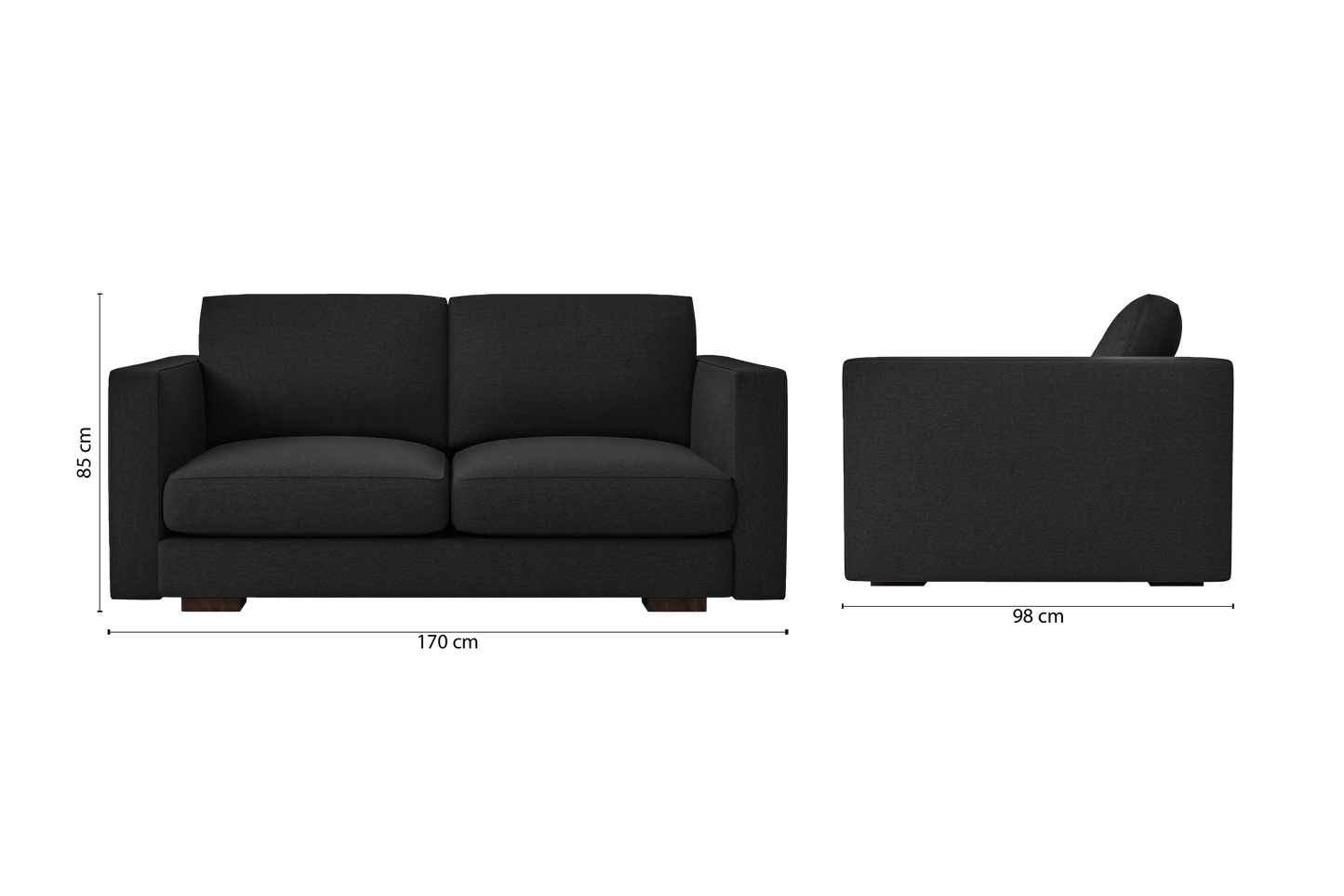 Messina 2 Seater Sofa Black Linen Fabric