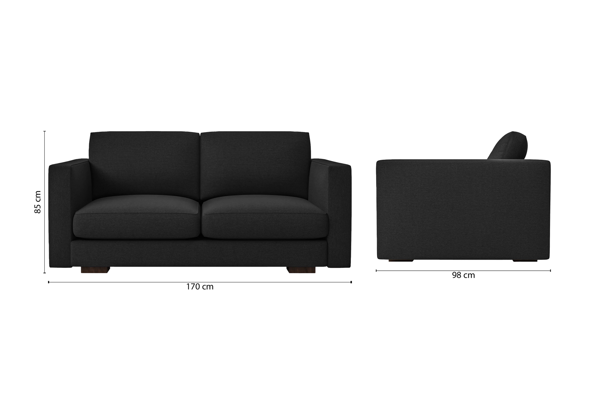 Messina 2 Seater Sofa Black Linen Fabric