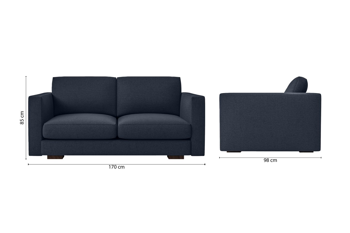 Messina 2 Seater Sofa Dark Blue Linen Fabric