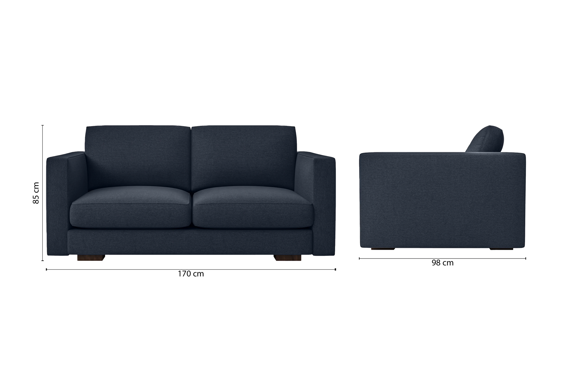 Messina 2 Seater Sofa Dark Blue Linen Fabric