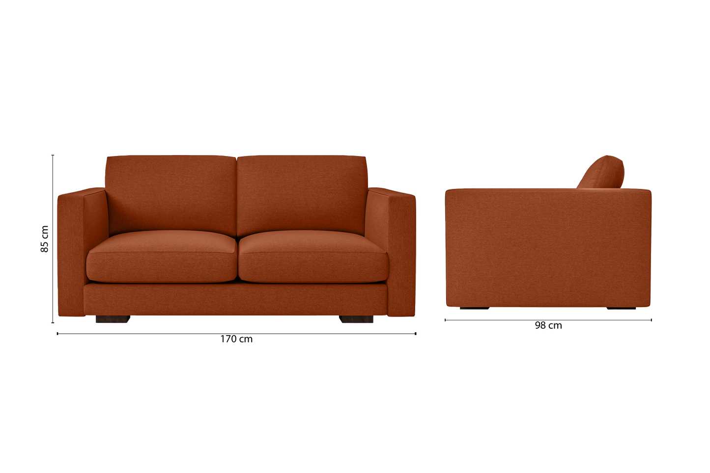 Messina 2 Seater Sofa Orange Linen Fabric