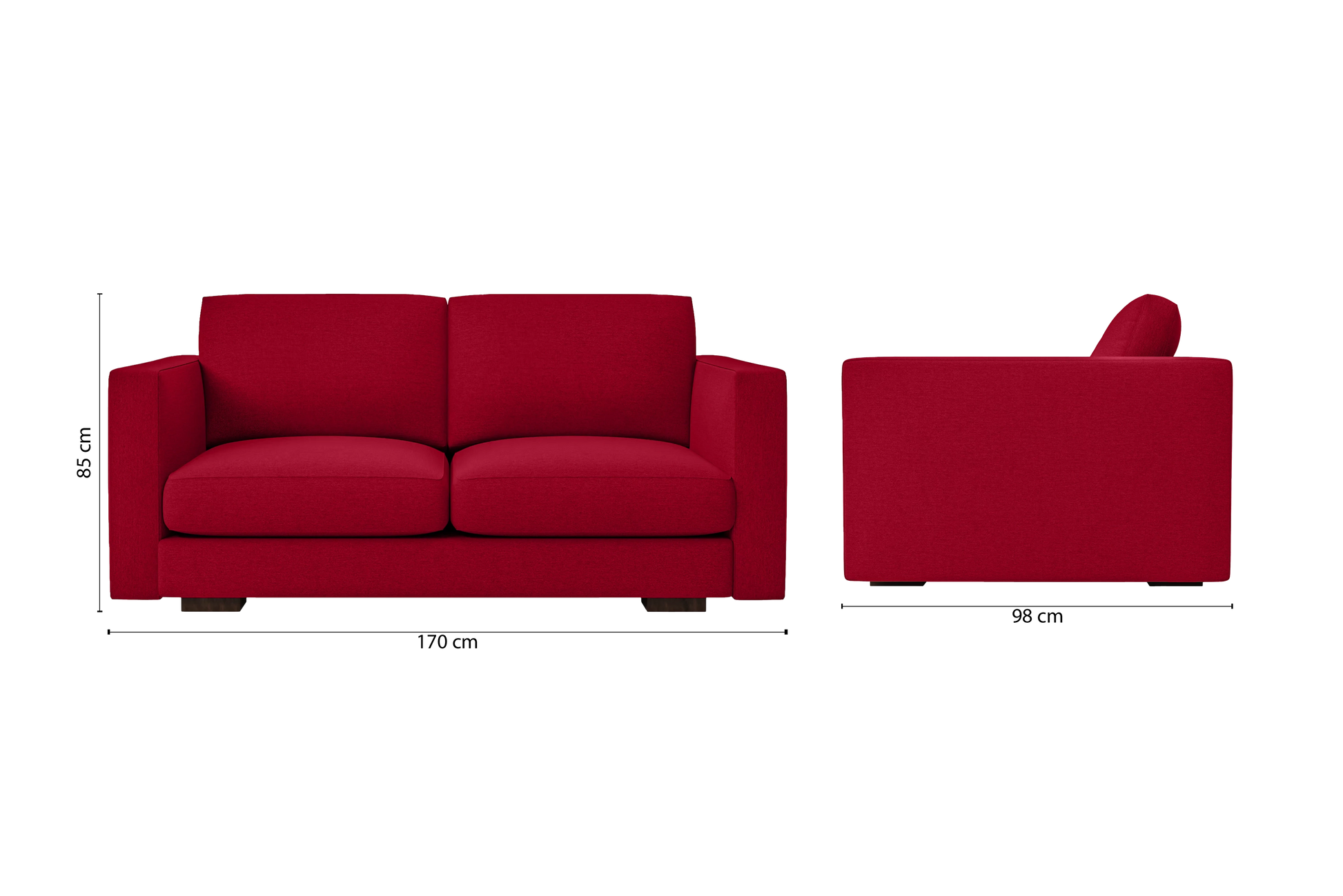 Messina 2 Seater Sofa Red Linen Fabric