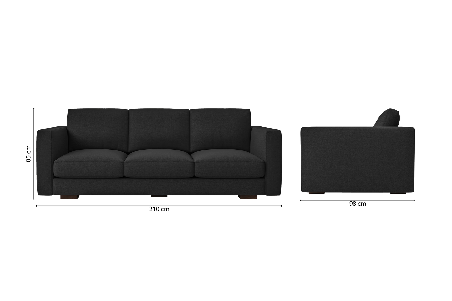 Messina 3 Seater Sofa Black Linen Fabric