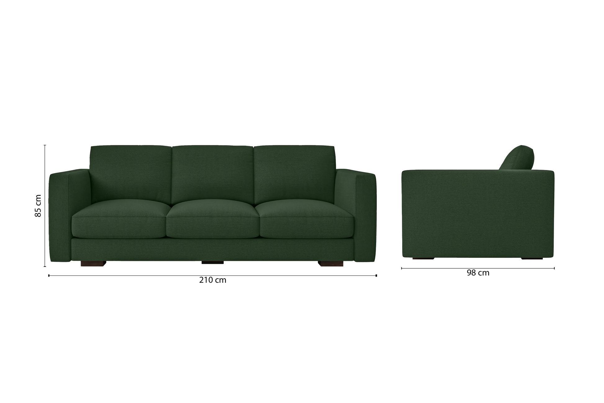 Messina 3 Seater Sofa Forest Green Linen Fabric