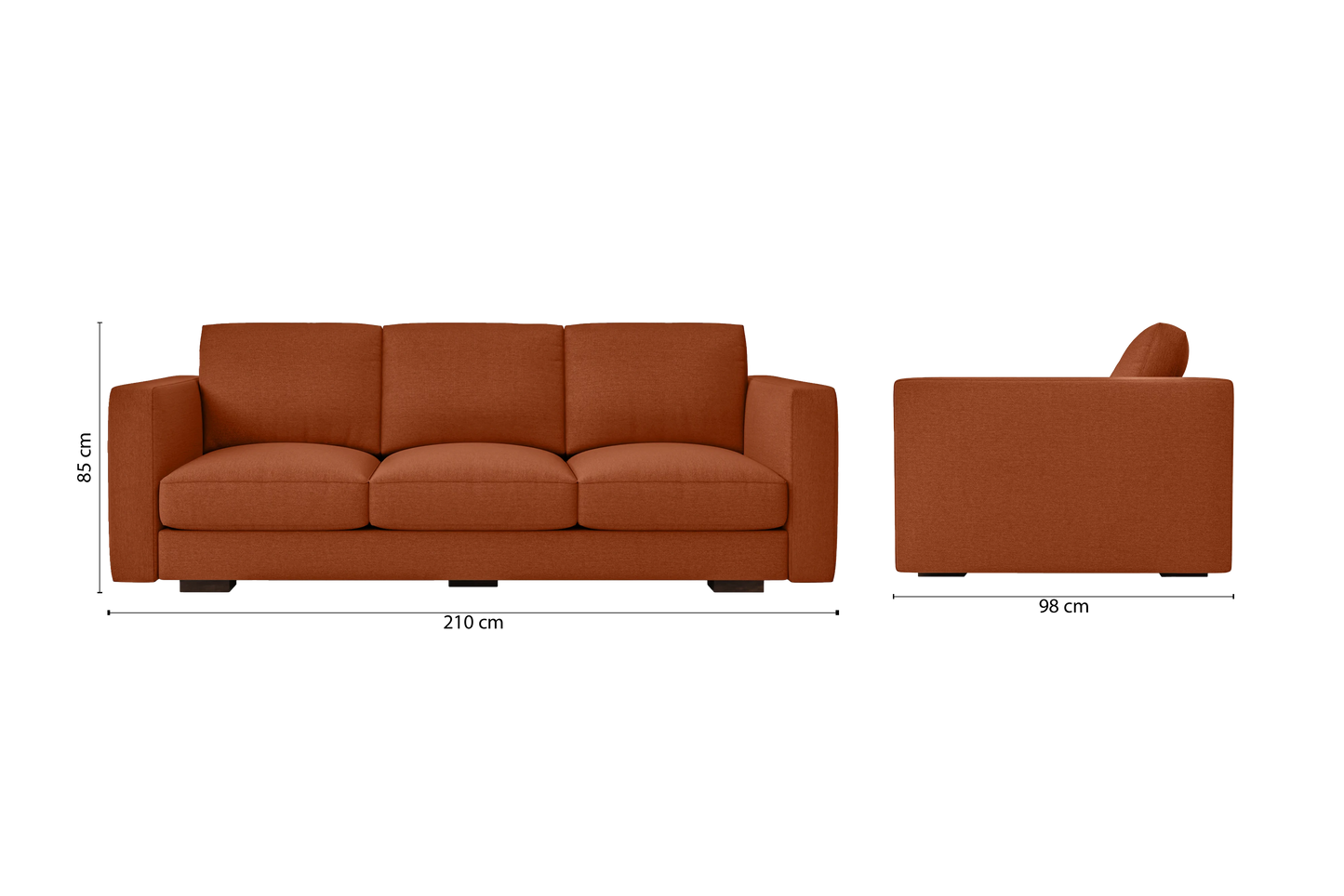 Messina 3 Seater Sofa Orange Linen Fabric