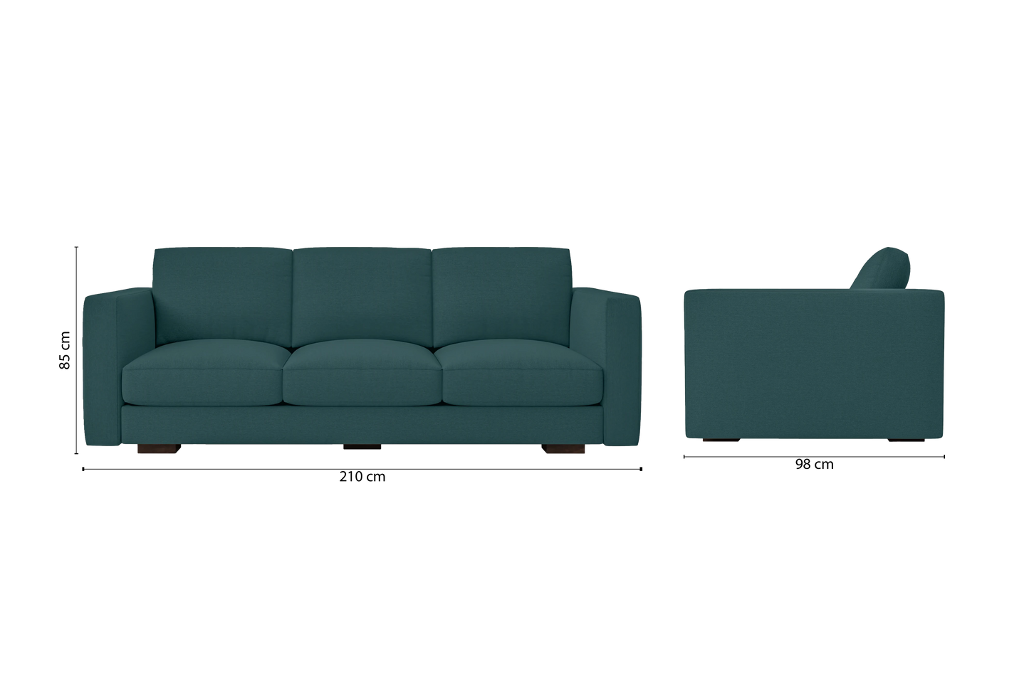 Messina 3 Seater Sofa Teal Linen Fabric