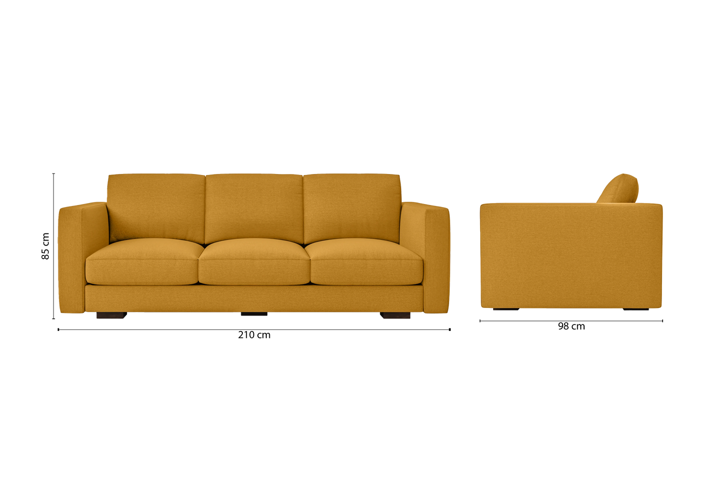 Messina 3 Seater Sofa Yellow Linen Fabric