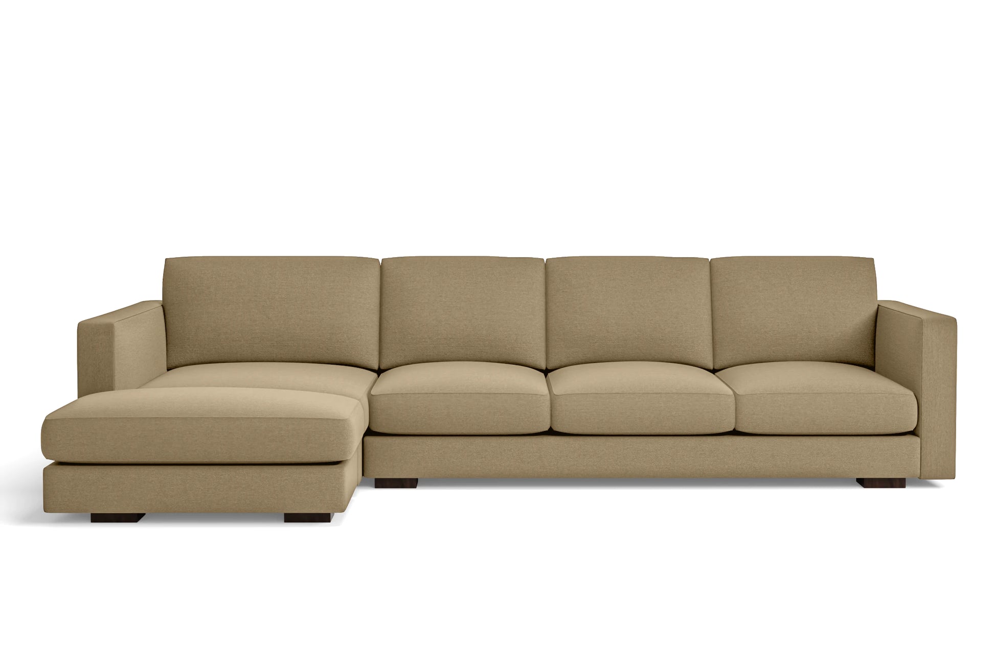 Messina 4 Seater Left Hand Facing Chaise Lounge Corner Sofa Beige Linen Fabric