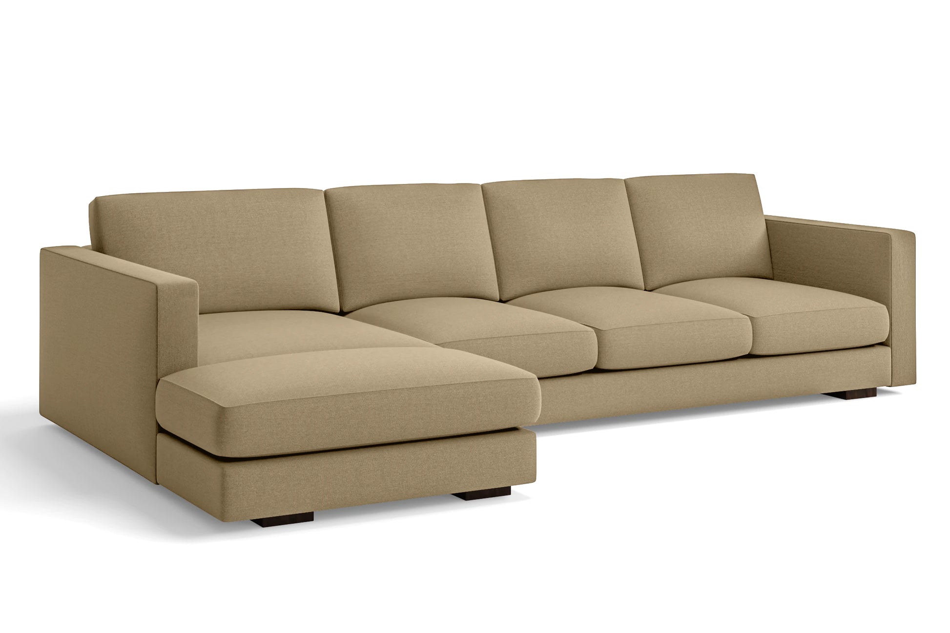 Messina 4 Seater Left Hand Facing Chaise Lounge Corner Sofa Beige Linen Fabric