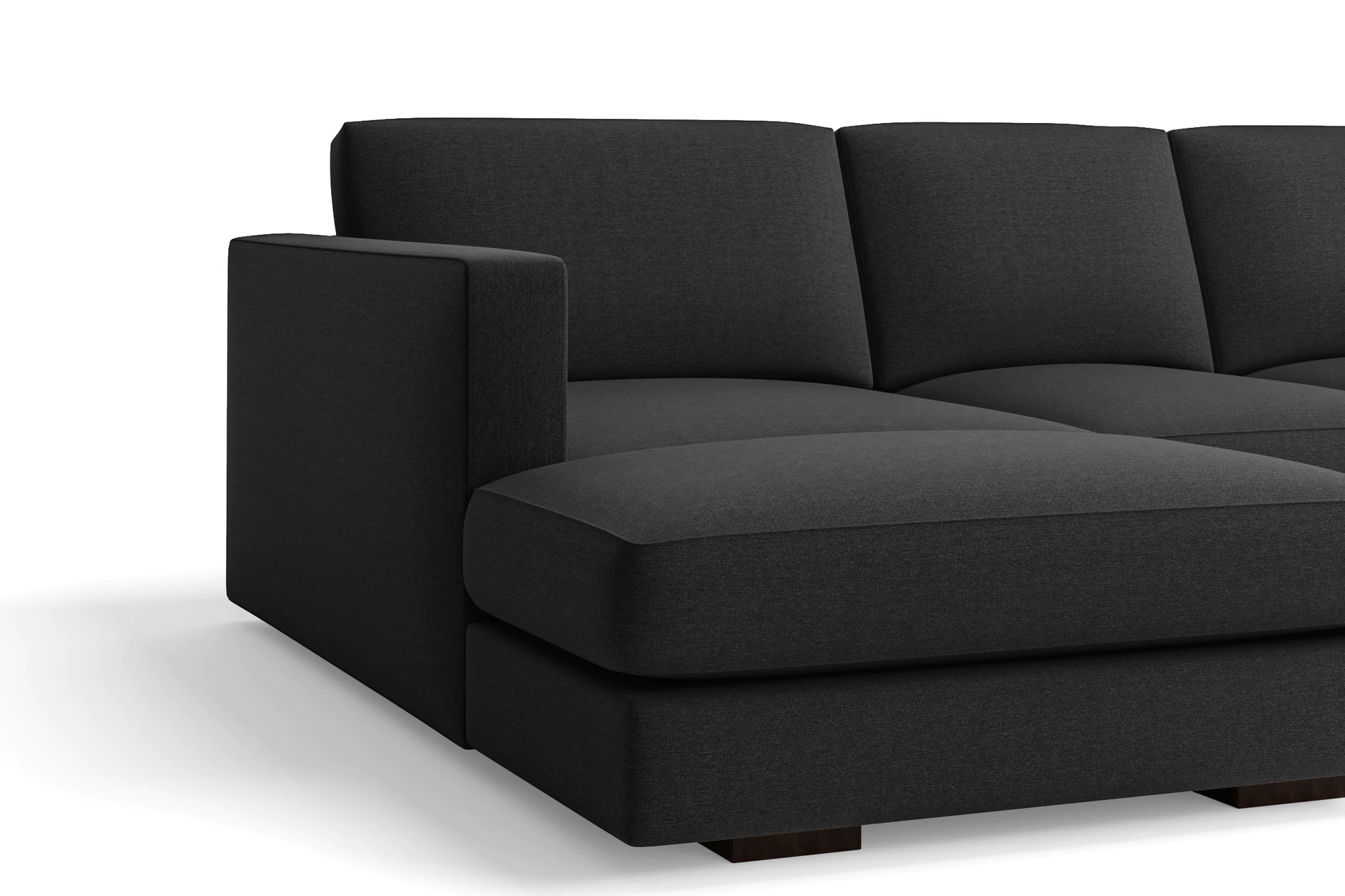 Messina 4 Seater Left Hand Facing Chaise Lounge Corner Sofa Black Linen Fabric