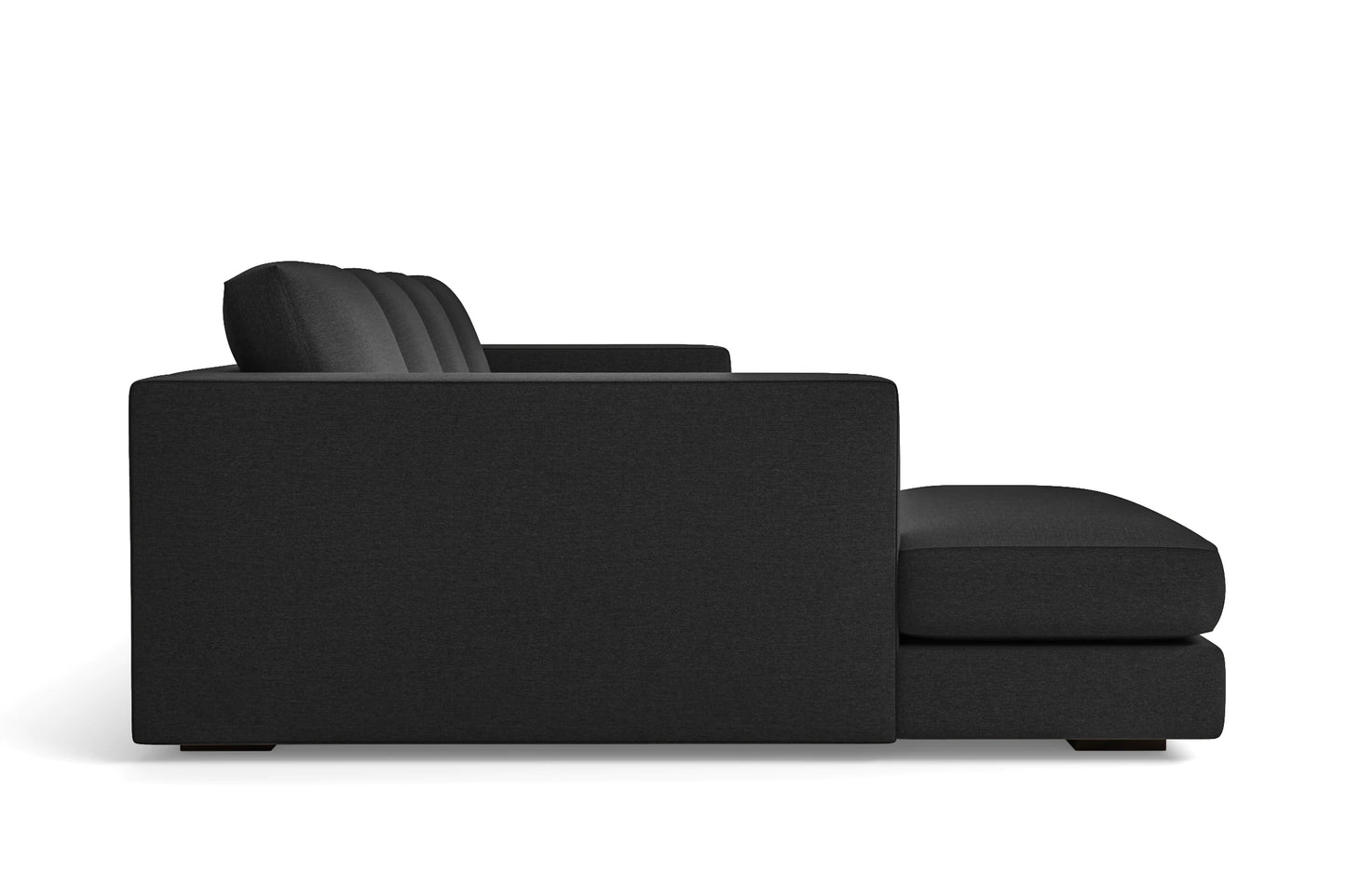 Messina 4 Seater Left Hand Facing Chaise Lounge Corner Sofa Black Linen Fabric