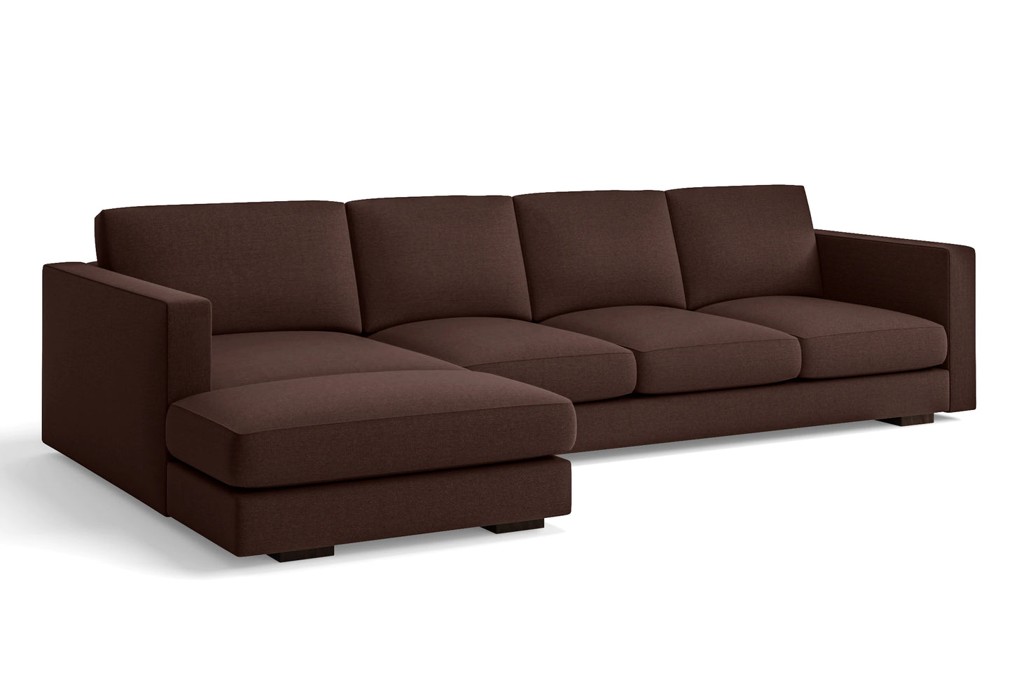 Messina 4 Seater Left Hand Facing Chaise Lounge Corner Sofa Coffee Brown Linen Fabric