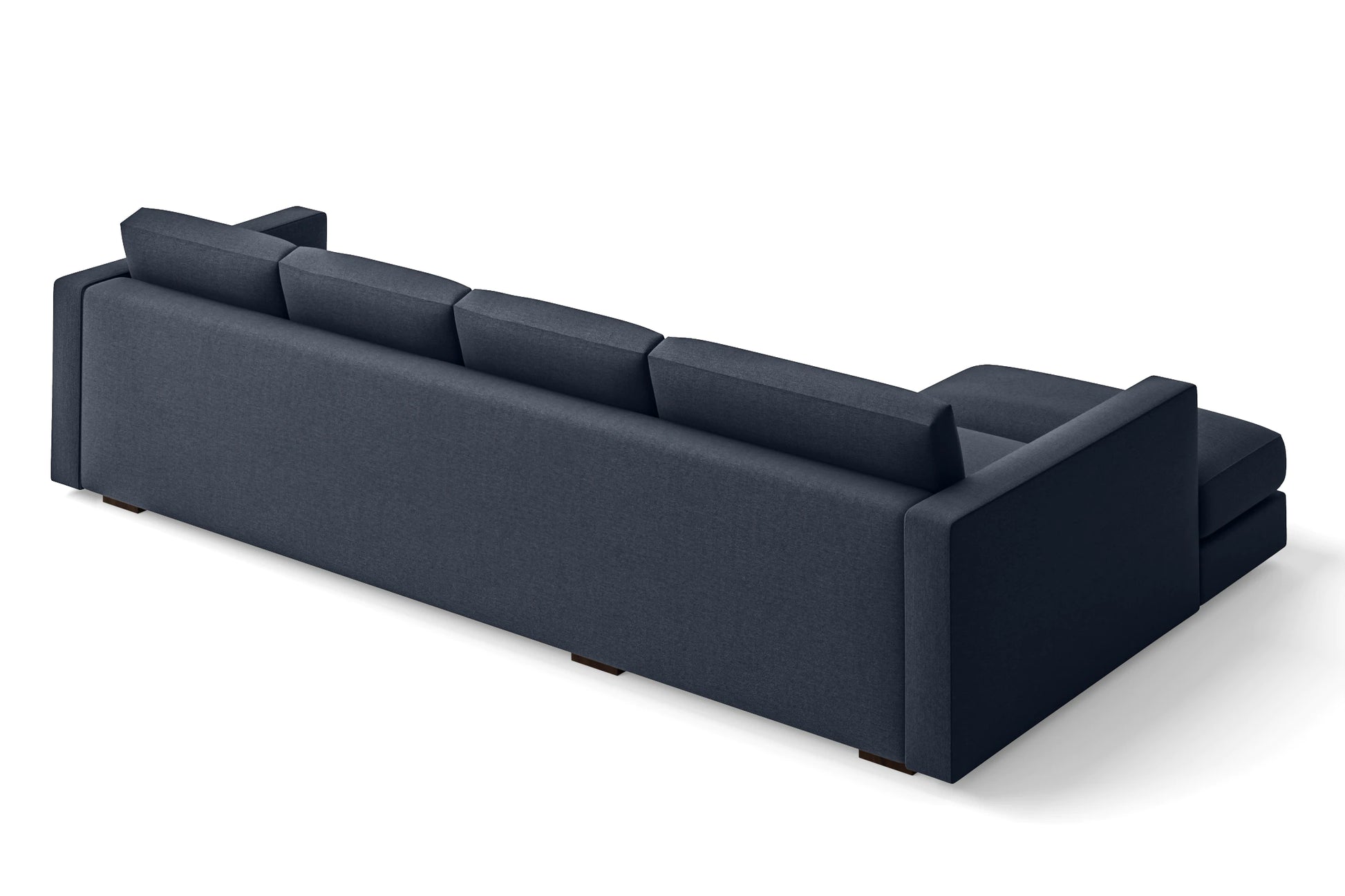 Messina 4 Seater Left Hand Facing Chaise Lounge Corner Sofa Dark Blue Linen Fabric