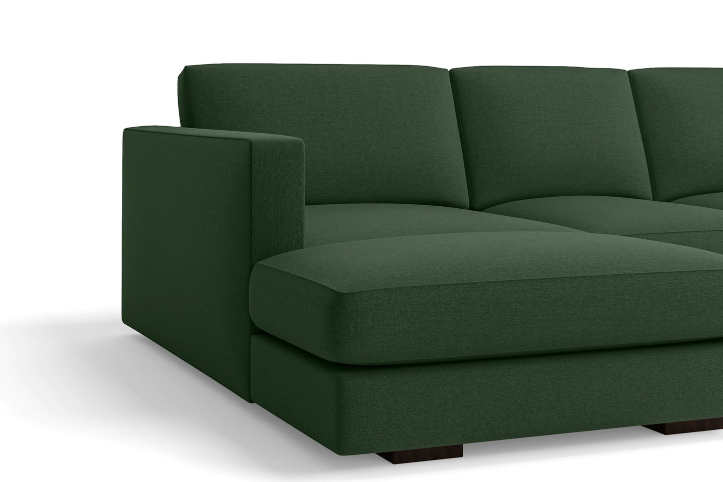 Messina 4 Seater Left Hand Facing Chaise Lounge Corner Sofa Forest Green Linen Fabric