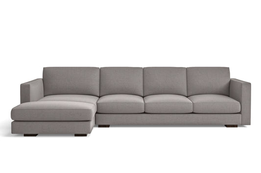 Messina 4 Seater Left Hand Facing Chaise Lounge Corner Sofa Grey Linen Fabric