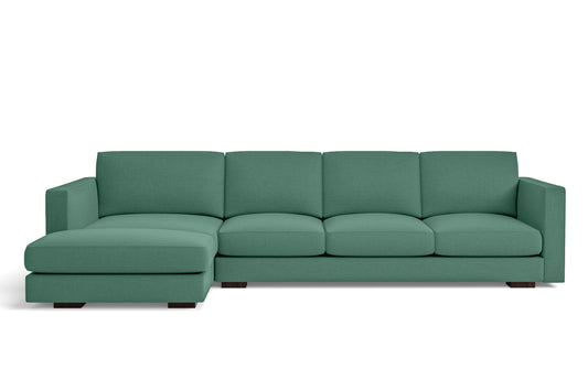 Messina 4 Seater Left Hand Facing Chaise Lounge Corner Sofa Mint Green Linen Fabric