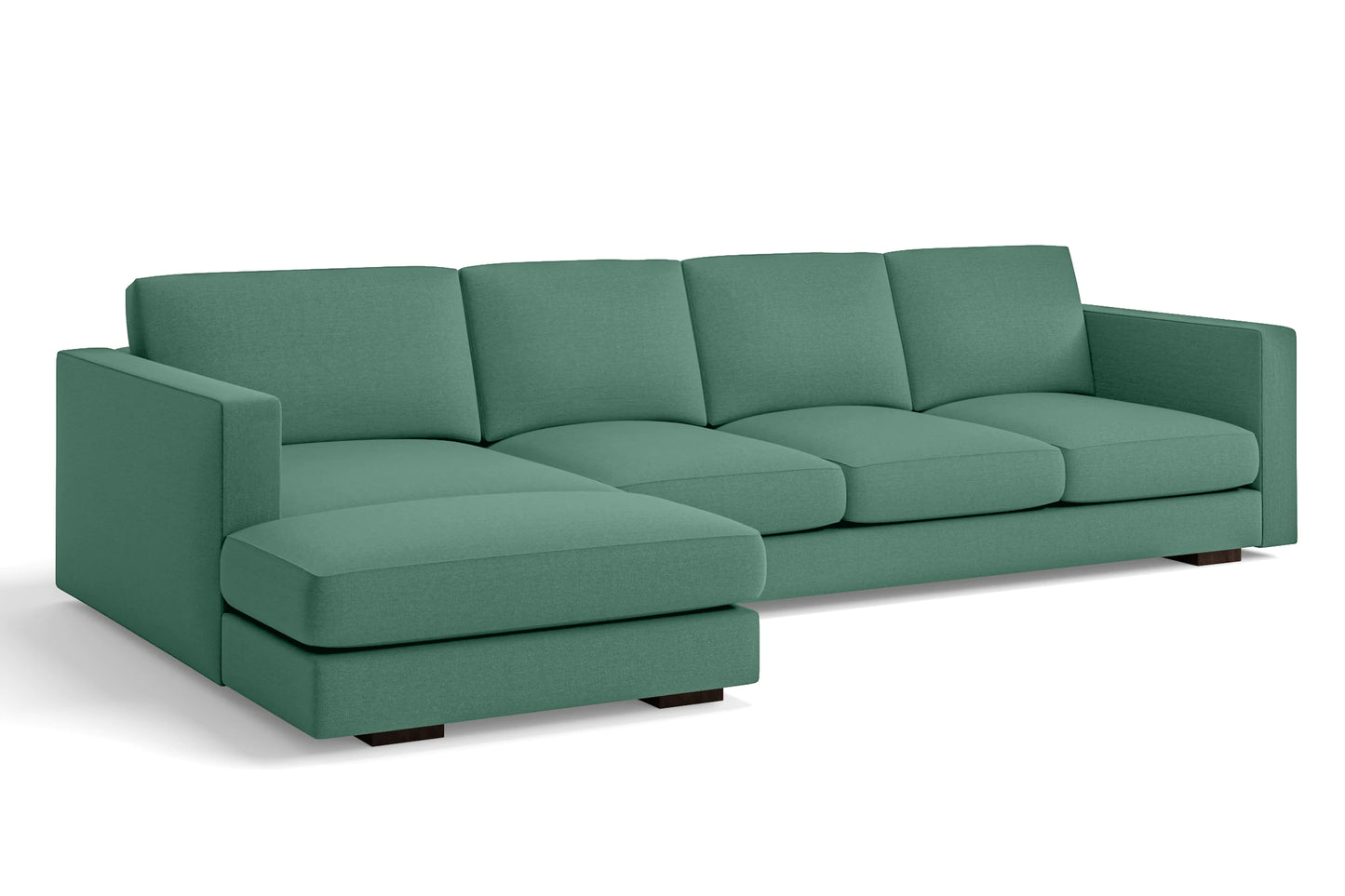 Messina 4 Seater Left Hand Facing Chaise Lounge Corner Sofa Mint Green Linen Fabric