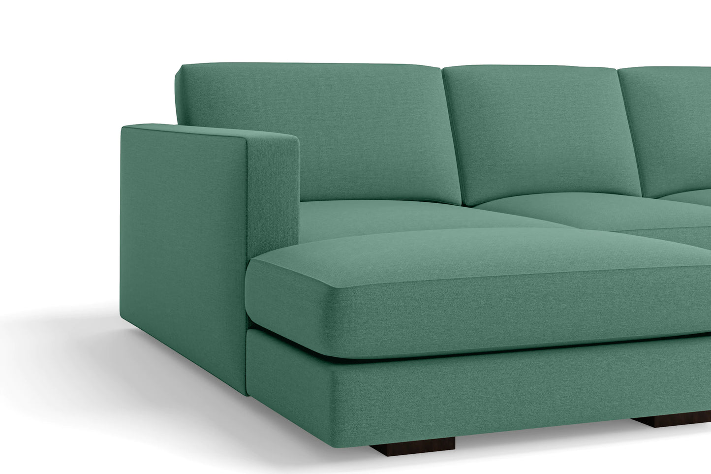 Messina 4 Seater Left Hand Facing Chaise Lounge Corner Sofa Mint Green Linen Fabric