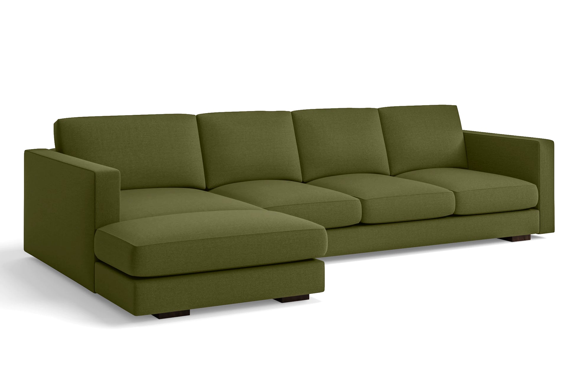 Messina 4 Seater Left Hand Facing Chaise Lounge Corner Sofa Olive Linen Fabric