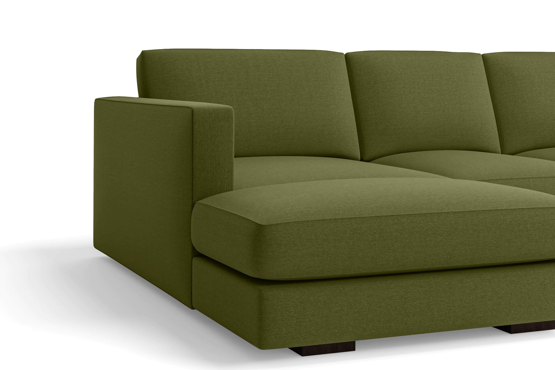 Messina 4 Seater Left Hand Facing Chaise Lounge Corner Sofa Olive Linen Fabric