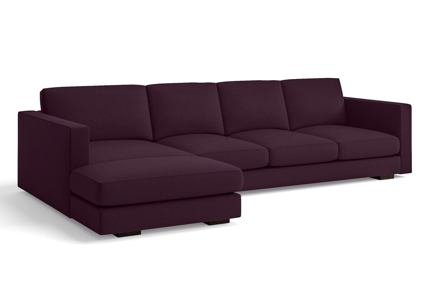 Messina 4 Seater Left Hand Facing Chaise Lounge Corner Sofa Purple Linen Fabric