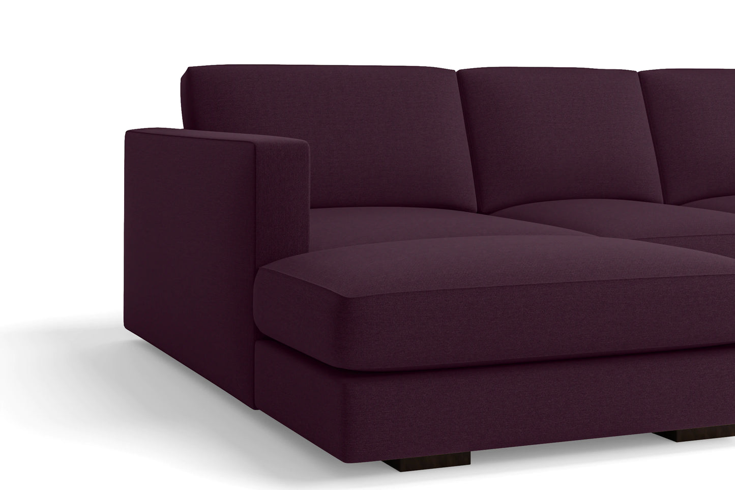 Messina 4 Seater Left Hand Facing Chaise Lounge Corner Sofa Purple Linen Fabric