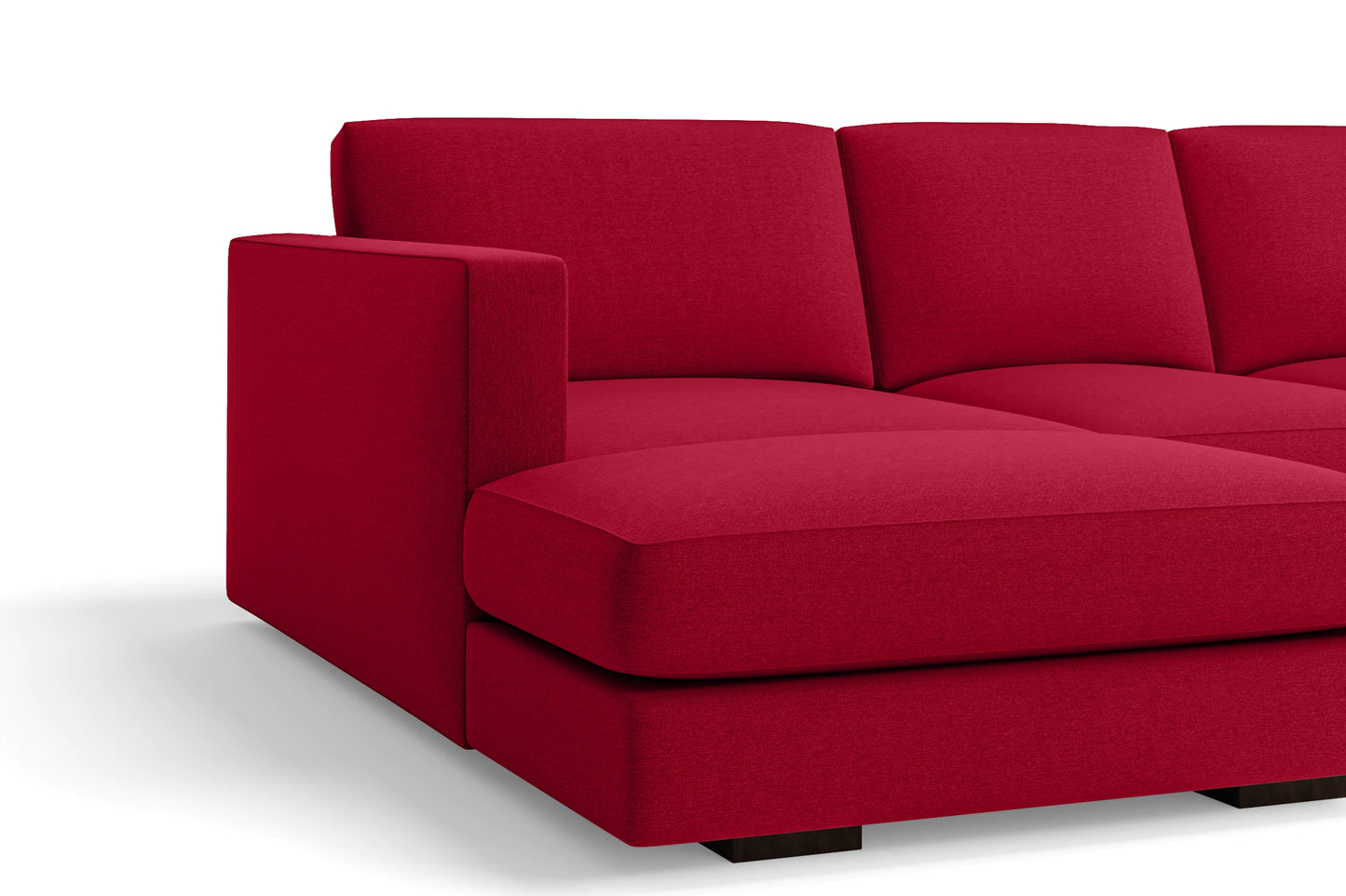 Messina 4 Seater Left Hand Facing Chaise Lounge Corner Sofa Red Linen Fabric