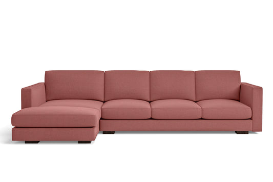 Messina 4 Seater Left Hand Facing Chaise Lounge Corner Sofa Rose Pink Linen Fabric