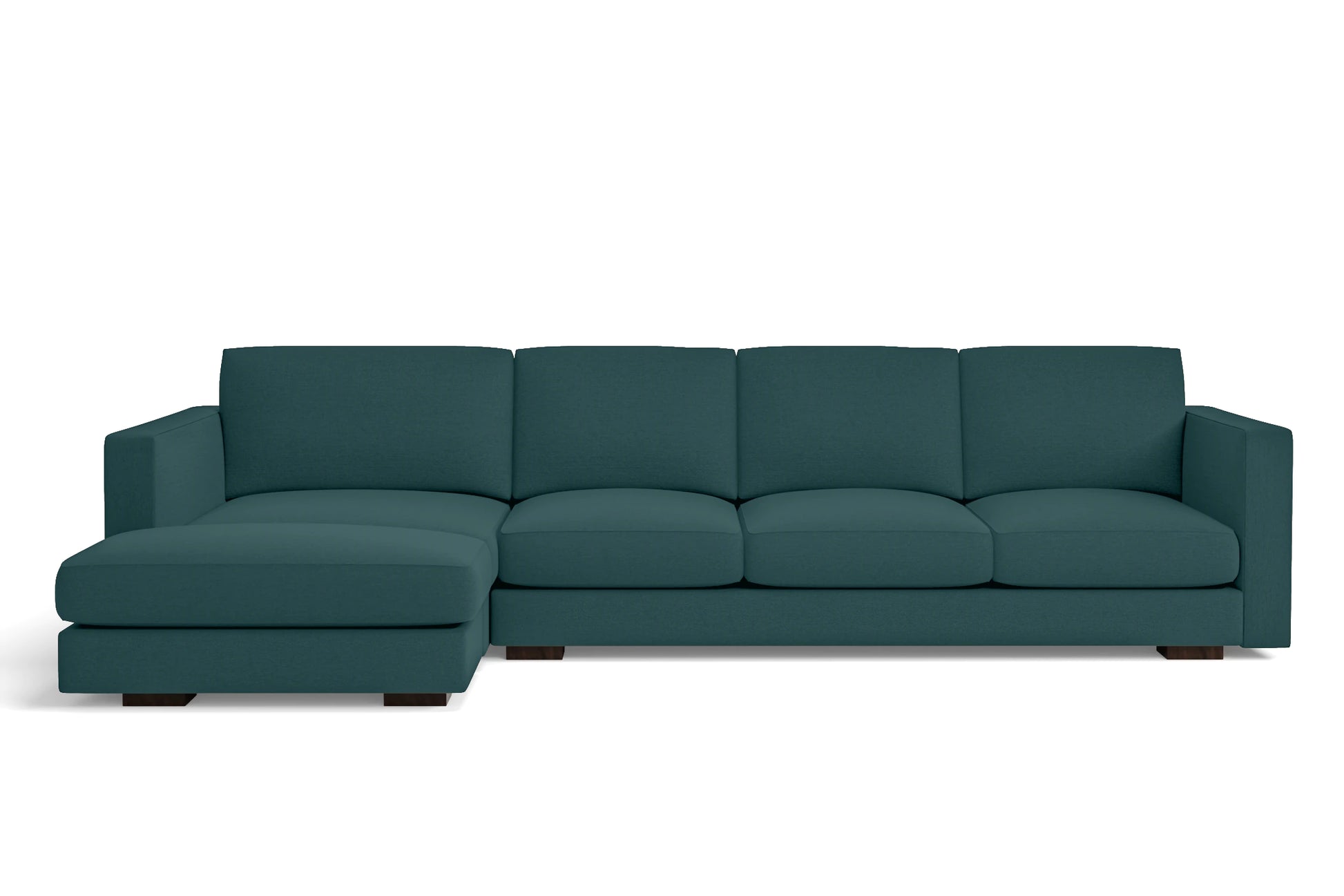 Messina 4 Seater Left Hand Facing Chaise Lounge Corner Sofa Teal Linen Fabric