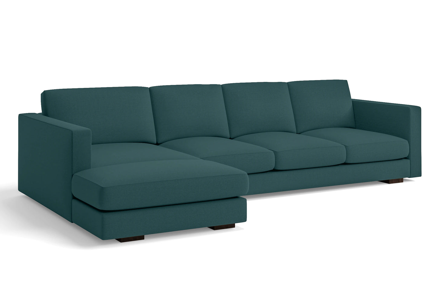 Messina 4 Seater Left Hand Facing Chaise Lounge Corner Sofa Teal Linen Fabric