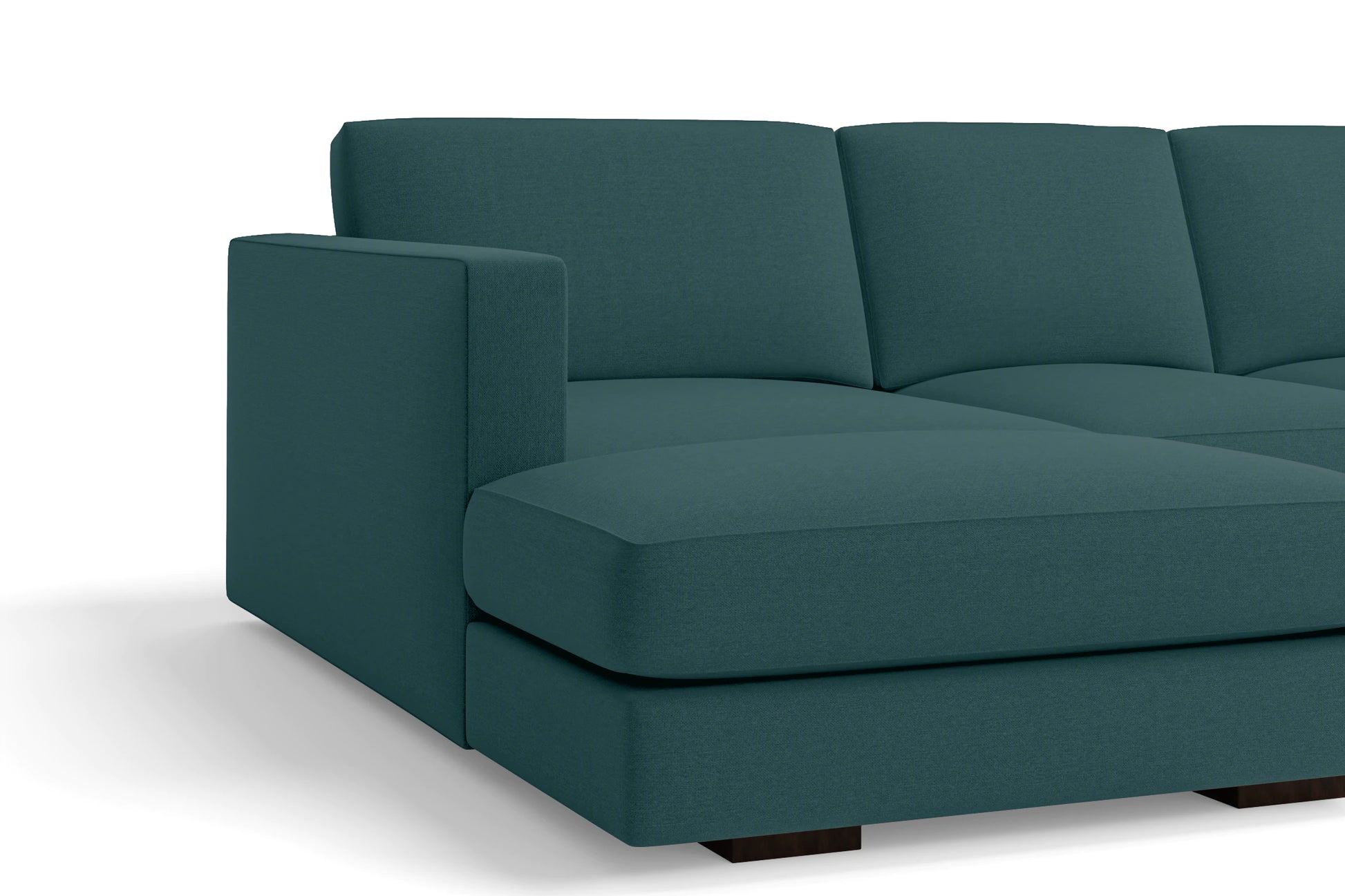 Messina 4 Seater Left Hand Facing Chaise Lounge Corner Sofa Teal Linen Fabric