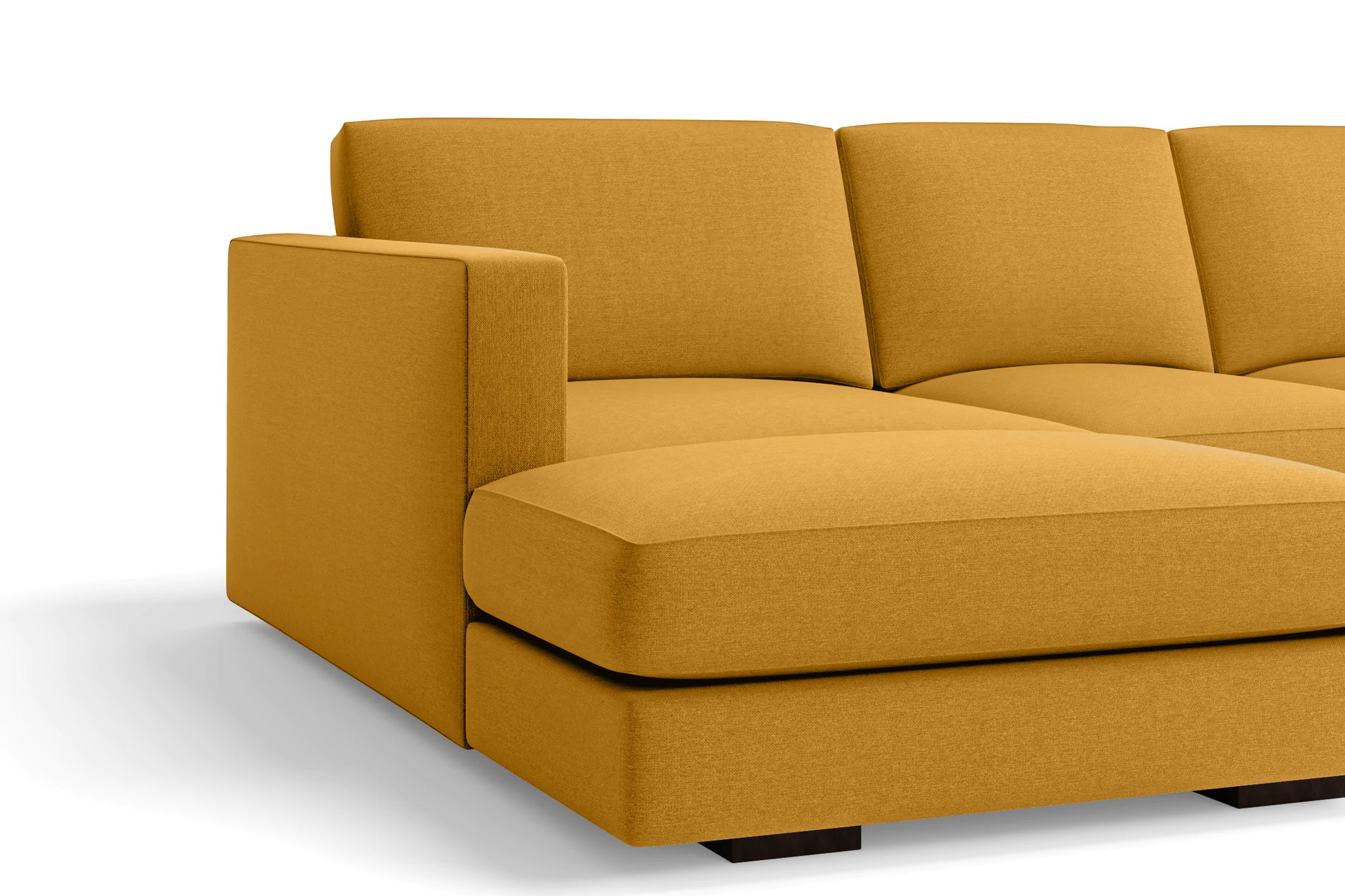 Messina 4 Seater Left Hand Facing Chaise Lounge Corner Sofa Yellow Linen Fabric